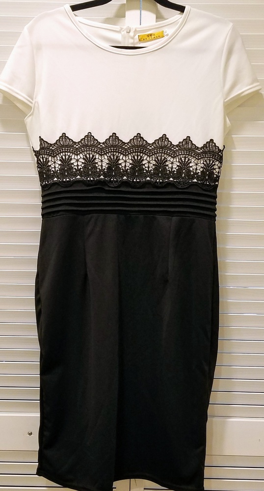 Black and White Lace Sheath Dress